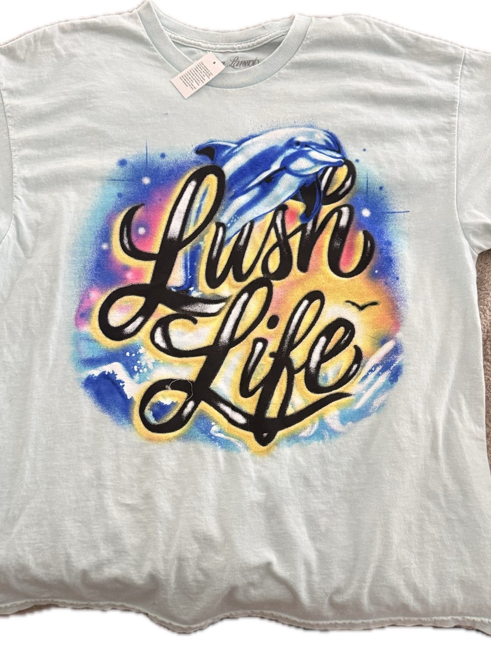 Zara Larsson Lush Life Dolphin Graphic Tee - Light Blue